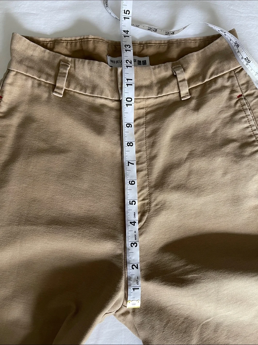 UNIQLO x Ines de la Fressange Tan Wide Leg Cotton Trousers French Girl Classic - Picture 14 of 16